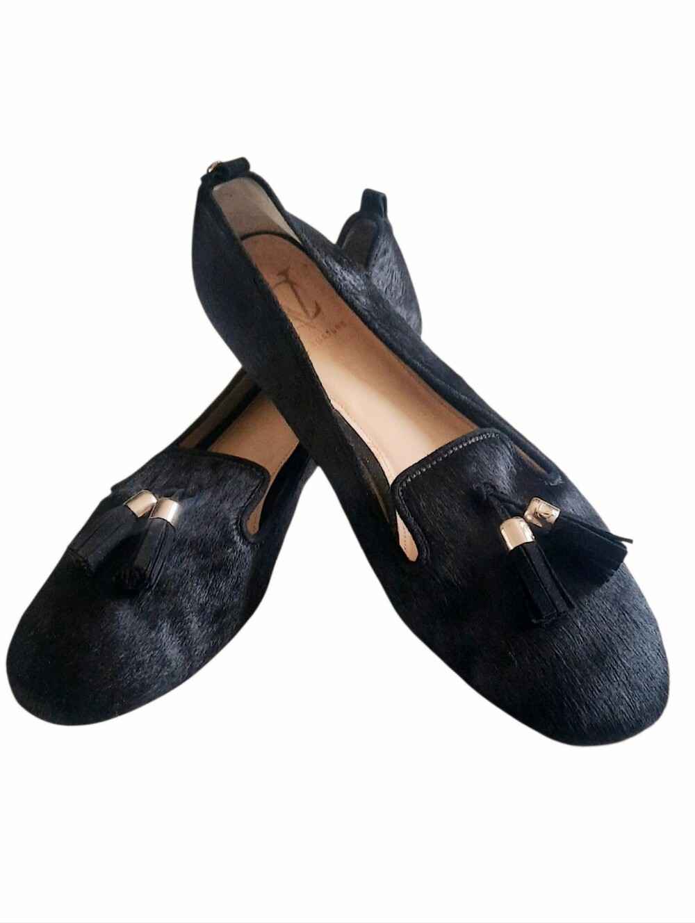 VC SIGNATURE Nancy Black Calf Hair  Slip-On Classic Tassel Loafer Flats Sz 8M